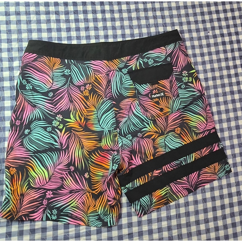 Hurley Block Party 18 Board Shorts Swim Trunks Multicolor FloralPalm Leaves Mens - Picture 4 of 6